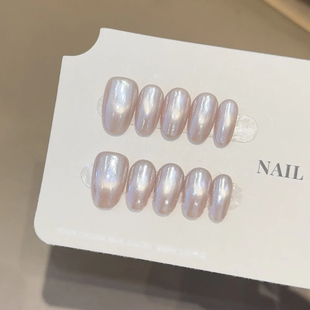 Glass Bead Cat Eye (DN-03) smoky quartz square soft press-on nails, view 2