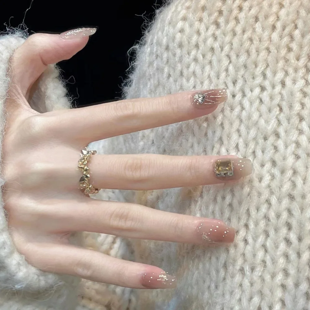 Nude Jelly Gloss (DN-08) sheer nude oval press-on nails, view 3