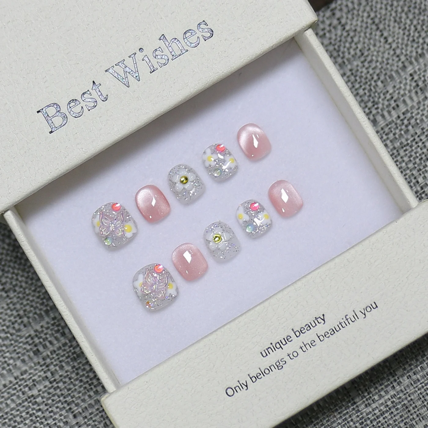 Kids Press-On (DN-18) pastel assorted rounded press-on nails, view 2