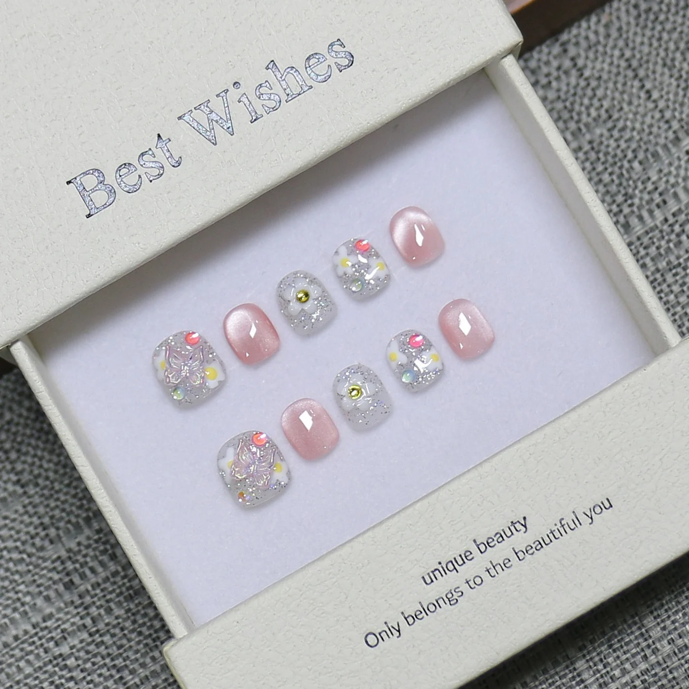 Kids Press-On (DN-18) pastel assorted rounded press-on nails, view 3